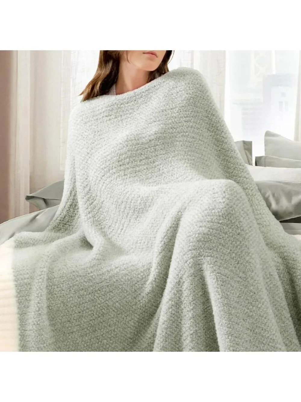 Cozy Sage Green Oversized Throw Blanket 50